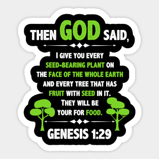 Christian Bible Verse Then God Said Genesis 1:29 Sticker